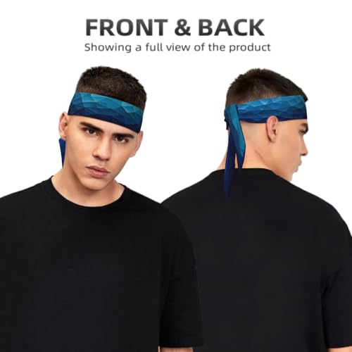 Sports Tie Headband Bandana Running Athletic Sweat Band Elastic Adjustable Sport Head Tie for Men Women Head Ties Ninja Tie Headbands Tennis Sweatbands Soccer Basketball Teams Running Head Band - color: Dark blue gradient