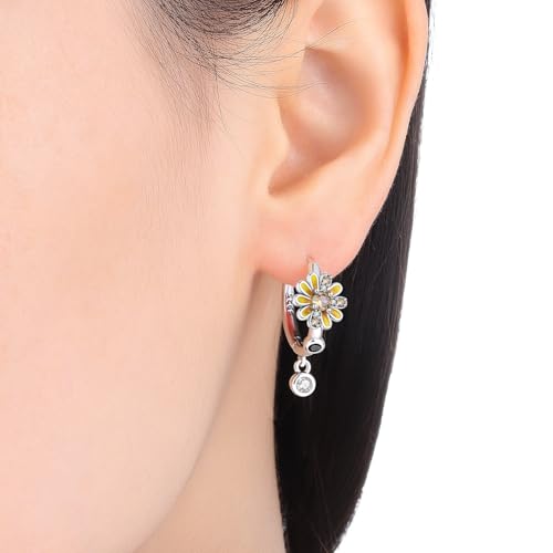 925 Sterling Silver Dangle Earrings for Women, Butterfly&Bee Animals Design, Hypoallergenic Jewelry gifts - color: Bee daisy earrings