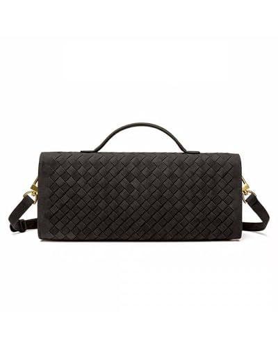 NEWBELLA Handwoven Women's Clutch Purse, Crossbody Bag with Adjustable Strap for Evening & Casual Use - color: Matted Black
