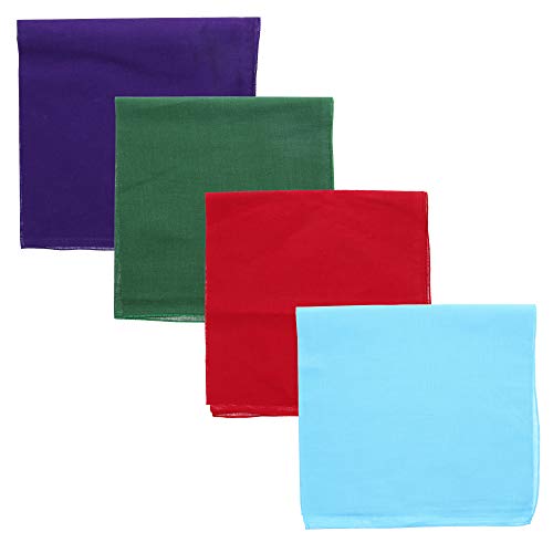 Motique Accessories Solid Color Bandana - Set of 4 - color: Dark Green Red Turquoise Purple