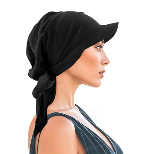 XYIYI Chemo Headwear for Womens Cancer Patients, Head Scarf Chemotherapy Headwraps Hat - color: Black