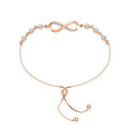 LeCalla 925 Sterling Silver Bolo Bracelet | Women's Italian Handmade Solid Adjustable Bolo Slider Bracelet | Lightweight Chain Bracelet Jewelry for Wife Girlfriend Her - color: Rose Gold CZ Infinity
