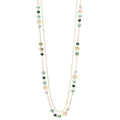 FULU AUTUMN Boho Gold Long Necklaces for Women Natural Stone Beaded Layered Long Necklace Mothers Day Gifts Dainty Flower Costume Jewelry for Women - color: Jade Green