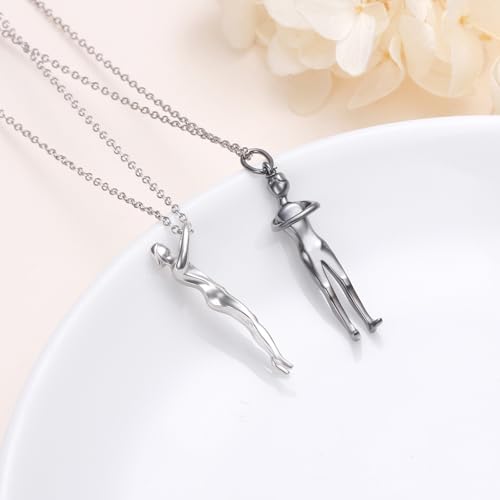 FLYOW S925 Sterling Silver Best Friend Couple Pendant Friendship Sun Moon Lotus Yin Yang Matching Bff Necklace for Women Jewelry - style: unity