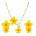WCRAZYE Gold Flower Earrings Necklace Set for Women Boho Summer Daisy Floral Statement Earrings Brides Wedding Guest Dresses Jewelry - color: Yellow