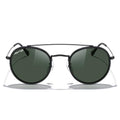 MERRY'S Retro Round Polarized Sunglasses - Unisex Double Bridge Sun Glasses - color: Matte Black Frame/Matte Black Bridge/G15 Lens