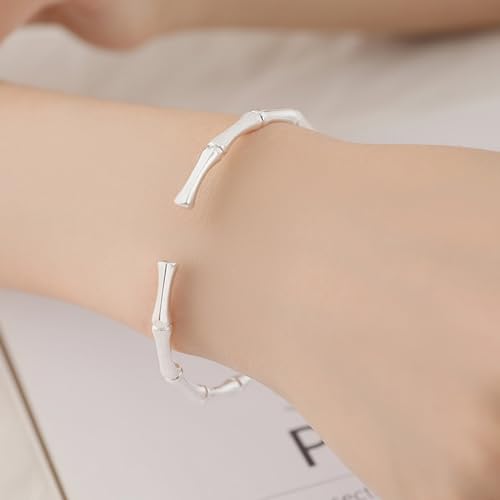 925 Sterling Silver Bracelets Open Adjustable Bangle Bracelet Teardrop Water Drop Cuff Bangles for Women - color: Pattern 6