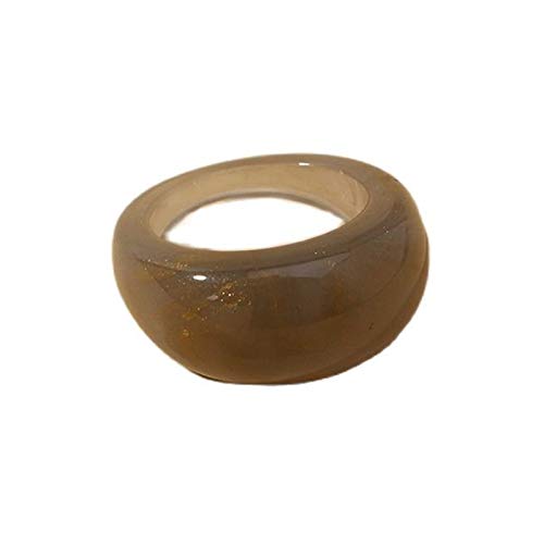 Set Resin Colorful Wide Thick Dome Knuckle Finger Stackable Joint Ring Retro Acrylic Transparent Vintage Jewelry Party Elegant Handmade Gift Diameter 18mm Stylish Bold - color: grey