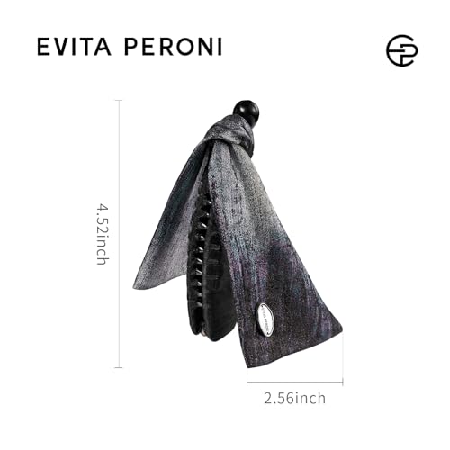 EVITA PERONI Banana Clip with Twistable Wings, Acetate Fabric Ponytail Holder No Damage Hair Clips for Thick Curly Hair Large Claw Clips Elegant Hair Accessories for Women, Silver Gray - color: Silver Gray