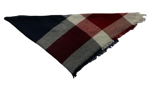 Wander Agio Womens Warm Long Shawl Winter Wraps Large Scarves Knit Cashmere Feel Plaid Triangle Scarf - color: Dark Blue Purplish Red 23