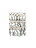12 Pairs Chunky Gold Hoop Earrings for Women Trendy, Gold Plated Lightweight Hypoallergenic Stack, Thick Open Twisted Huggie Hoops Earring Set - color: Silver Chunky