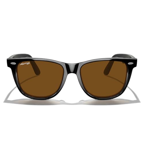 MERRY'S Classic Square Shape Polarized Sunglasses for Womens Mens Retro Designer UV400 Sun Glasses S6140 - color: Black&tra Frame/Brown Lens