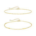 Dainty Bracelets for Women, 14k Gold Plated/Silver Layered Charms Bracelet Herringbone Satellite Beads Box Rope CZ Bracelet Adjustable Cuba Link Chain Bracelet Set Jewelry Gifts - color: 2Layered-Twisted rope-GD