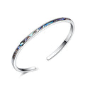 CiNily Womens Cuff Bracelet,Opal Bangle Bracelets Gold Plated Hypoallergenic Ladies Gemstone Open Cuff Bangle Bracelet - color: thin open cuff bracelet-black shell