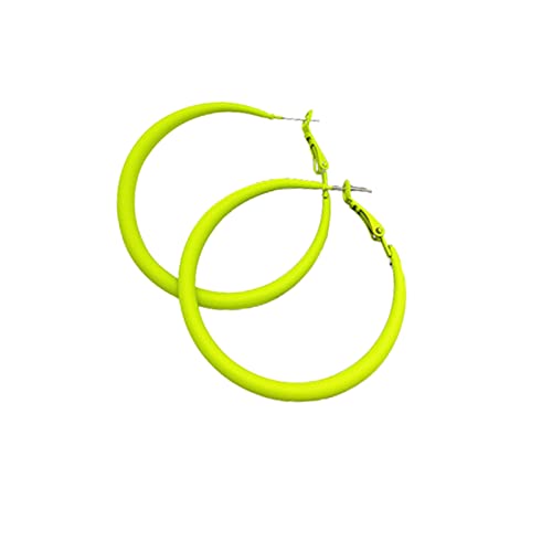 Colorful Matte Hoop Earrings 80s Hoop Earring Retro Earrings Neon Earrings Bright Fluorescence Round Hoop Earings for Women - color: fluorescence
