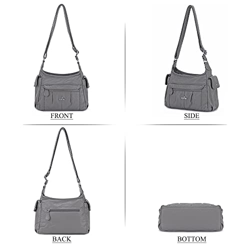 Angel Kiss Crossbody Bags for Women, Ladies Shoulder Handbags and Purses Medium Faux Leather Pocketbooks | Ladies - color: 130grey