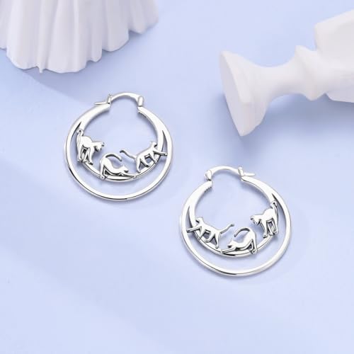 NARMO 925 Sterling Silver Hoop Earrings for Women Hypoallergenic Lightweight Simple Huggie Hoop Earrings Twisted Hoop Earrings Colorful Cubic Zirconia Hoop Earrings Rainbow Hoop Earrings - color: Cat Life