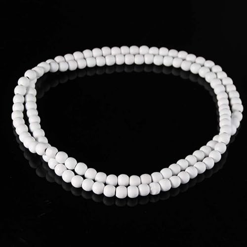 Punk Cool Colorful 8mm Wood Beads Chunky Strand Chunky Necklace Natural Wooden Chain Unisex Hip Hop Handmade African Statement Retro Bohemian Jewelry for Women Men - color: white