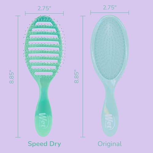 Wet Brush Speed Dry Hair Brush, Blow Dry Safe Bristles & Vented Design For Faster Drying Time, Ergonomic Handle, Reduces Breakage & Detangles All Hair Types, Limited Edition Prismatic Glow Green - color: Prismatic Glow Green, size: 1 Count (Pack of 1)