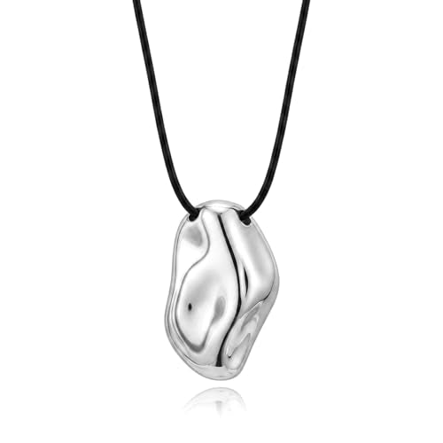 Frodete Statement Necklace for Women Chunky Gold Necklaces Long Pendant Necklace Boho Necklaces Gold Pendant Jewelry Cowboy Chic Style Cowgirl Outfit - color: Z7:Silver Necklace