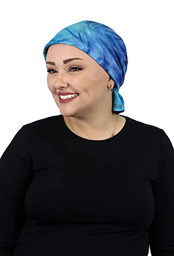 Hats Scarves & More Chemo Scarf Head Scarves for Women Cancer Headwear Headscarf Head Coverings 28 Inch Square Batik - color: Zenith Blue