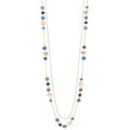 FULU AUTUMN Boho Gold Long Necklaces for Women Natural Stone Beaded Layered Long Necklace Mothers Day Gifts Dainty Flower Costume Jewelry for Women - color: Dark Blue