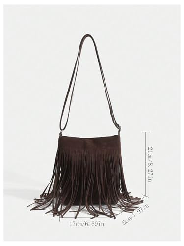 SweatyRocks Women's Fringe Western Crossbody Bags Tassel Shoulder Purses - color: Coffee