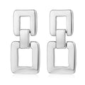 MUYAN Gold Silver Geometric Drop Dangle Earrings for Women Brushed Link Square Dangle Earrings Trendy Jewelry - color: B Silver
