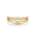 PAVOI 14K Gold Plated Wavy Split Ring - Wave Gold Stackable Rings for Women with Cubic Zirconia - Dainty Wedding Band - Trendy Bridal Fashion Jewelry - color: Yellow Gold