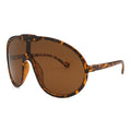 Dollger Oversized One Piece Sunglasses For Women Fashion Men Wrap Around UV400 Shield Goggles - color: Leopard Frame Tea Lenses