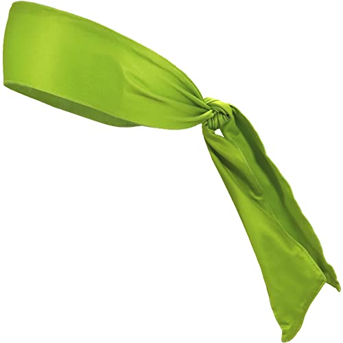 Headbands Tie on Headband for Women Men Running Athletic Hair Head Band Elastic Sports Sweat Basketball Sweatband Stetchy Yoga Workout Sweatbands Adjustable Non-Slip Moisture Wicking - color: lime