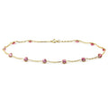 14K Yellow Gold Station Bracelet With 4mm Pink Cubic Zirconia By The Yard 7-8.5 Inch - size: 7 Inches