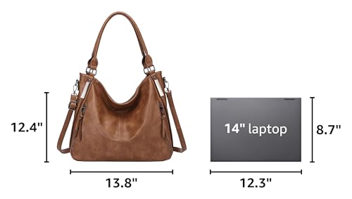 Shoulder Handbags for Women Large Soft Casual PU Leather Hobo Tote Purses - color: Brown