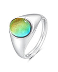 YeGieonr Mood Ring for Women, Non-Tarnish Gold Plated Stainless Steel Color Changing Ring, Dainty Stackable Rings for Women, Emotional Mood Sensing Jewelry Gift - color: silver