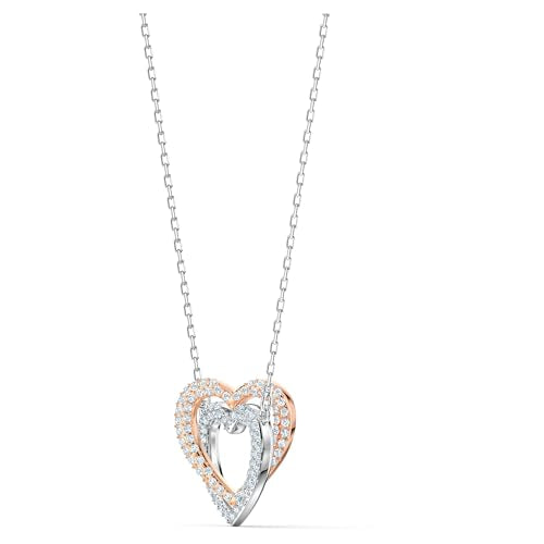 Swarovski Infinity Heart Jewelry Collection, Necklaces and Bracelets, Rose Gold & Rhodium Tone Finish, Clear Crystals - color: Necklace