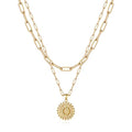 Yoosteel Layered Initial Necklaces for Women Trendy - 14K Gold-Plated Dainty Layering Paperclip Chain Coin Initial Necklace Jewelry Gifts for Women Mom Wife Teen Girls - color: Gold, style: O