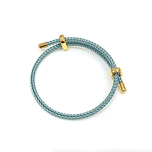 Caiyao Unisex Steel Rope Bracelet Couple Bracelet Simplicity Fashion Titanium Buckle Adjustable Wire Rope Bracelet for Women Men Jewelry Gift - color: light blue