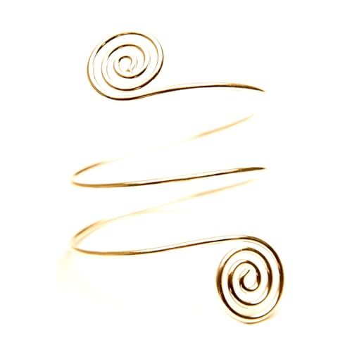 Cool Upper Arm Adjustable Bracelet Open Punk Gothic Cuff Bangle Coil Swirl Leaf Wing Butterfly Silver Gold Armband Minimalist Armlet Vintage Jewelry for Women - color: gold swirl