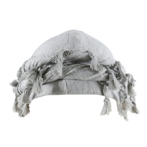 JILIYUPA Turban Durag for Men, Adjustable Halo Turban Durag for Men, Pre-Tied Skull Cap, Headwraps for Hair Loss - color: Grey