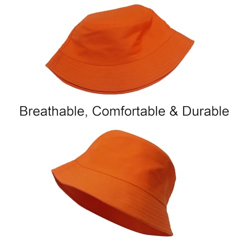 NPJY Bucket Hat for Women Men Cotton Summer Packable Sun Beach Fishing Hats Travel Cap - color: Plain Orange