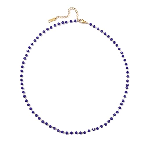 Beaded Choker Necklaces for Women 18k Gold Plated Dainty Gold Choker Necklaces for Women - style: sapphire choker