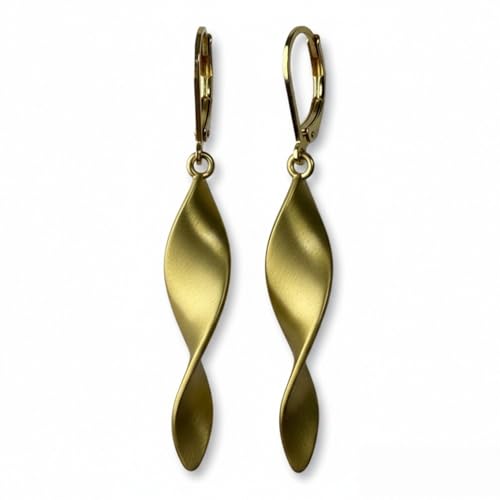 14K Gold Plated Twisted Chain Fringe Pendant Earrings for Women, Hypoallergenic Leverback Clasp Handcrafted Fashion Jewelry Gift