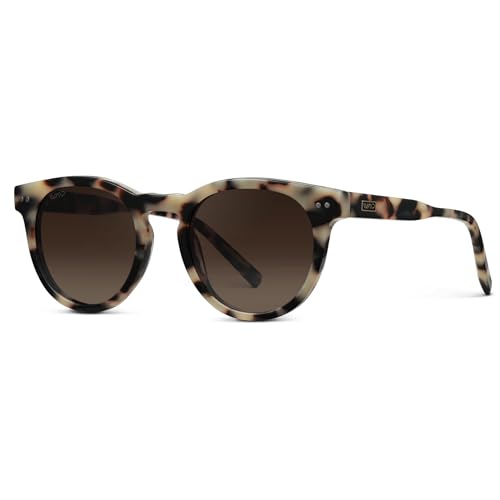 WearMe Pro Round Polarized Sunglasses for Women - Retro Classic UV400 Protection for Driving & Everyday Wear - color: Beige Tortoise / Brown Gradient Lens