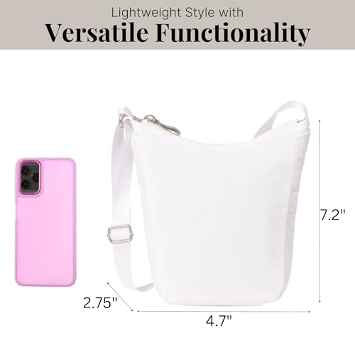 Baggallini Swift Mini Crossbody Bag for Women - 4.5x7 Small Travel Purse with Crossbody Strap and RFID - color: B-lite Bright White