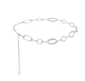 Waist Chain Belt Women Circle O-Ring Metal Link Body Chains Plus Size Gold Tone Chain Belt Fashion Waist Jewelry for Dress - color: Silver-49inch