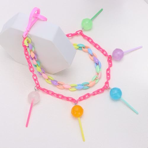 Rainbow Lollipop Charm Hip Hop Punk Jean Pant Chain for Woman Men Colorful Acrylic Chunky Layered Candy Tassel Rock Street Trousers Pocket Wallet Chains Gothic Belt Body Jewelry Keychain Accessories