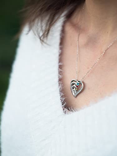 GLAMCARAT Personalized Mothers Necklace with Birthstones customized jewelry - style: 3 stones&names