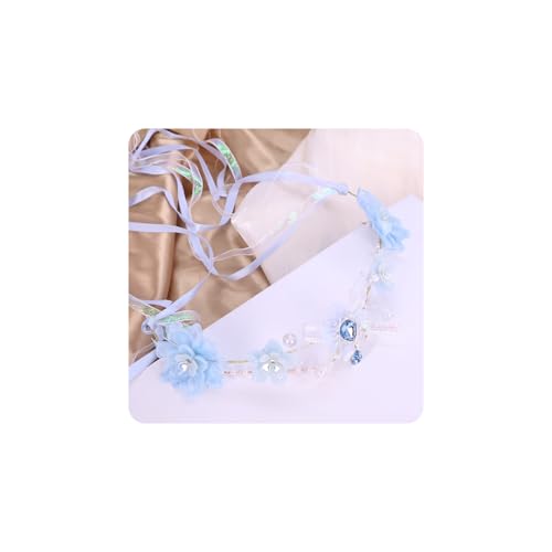 Artificial Flower Crown Headband for Women Girls – Boho Floral Wreath Halo for Weddings, Photoshoots, Festivals, Birthdays, and Costume Parties (Blue Flower Bell, Adjustable) - color: Blue Flower Bell