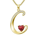 Birthday Gifts for Women 18k Gold Initial Necklaces for Women Simple Alphabets Letters with Birthstone Pendants Name Jewelry Anniversary Wedding Gifts for Sister Daughter Her (with Gift Box) - color: 01-Jan-Garnet, style: Letter C