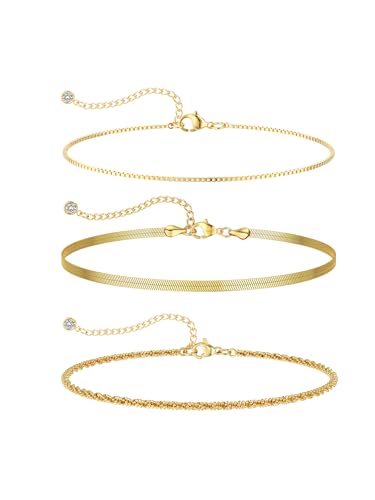14K Gold/Silver Plated Ankle Bracelets for Women Anklet Set Waterproof Tarnish Resistant Adjustable Dainty Layered Lightweight Hypoallergenic Vacation Beach Pool Party Summer Jewelry Gift - style: Style2